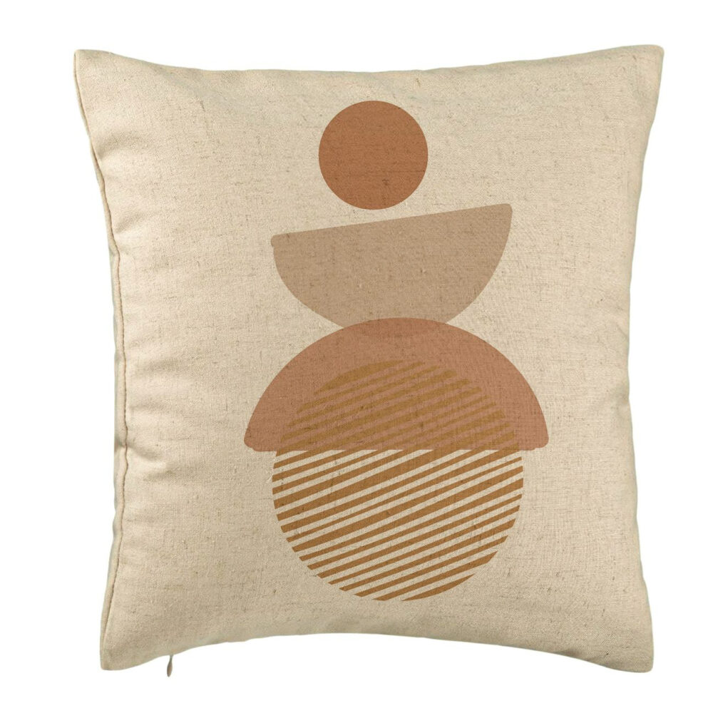 Perna Decorativa, Model cu ModeI Abstract Creativ 1, 40x40 cm, Bej, Husa Detasabila, Burduf 5 Perna Decorativa