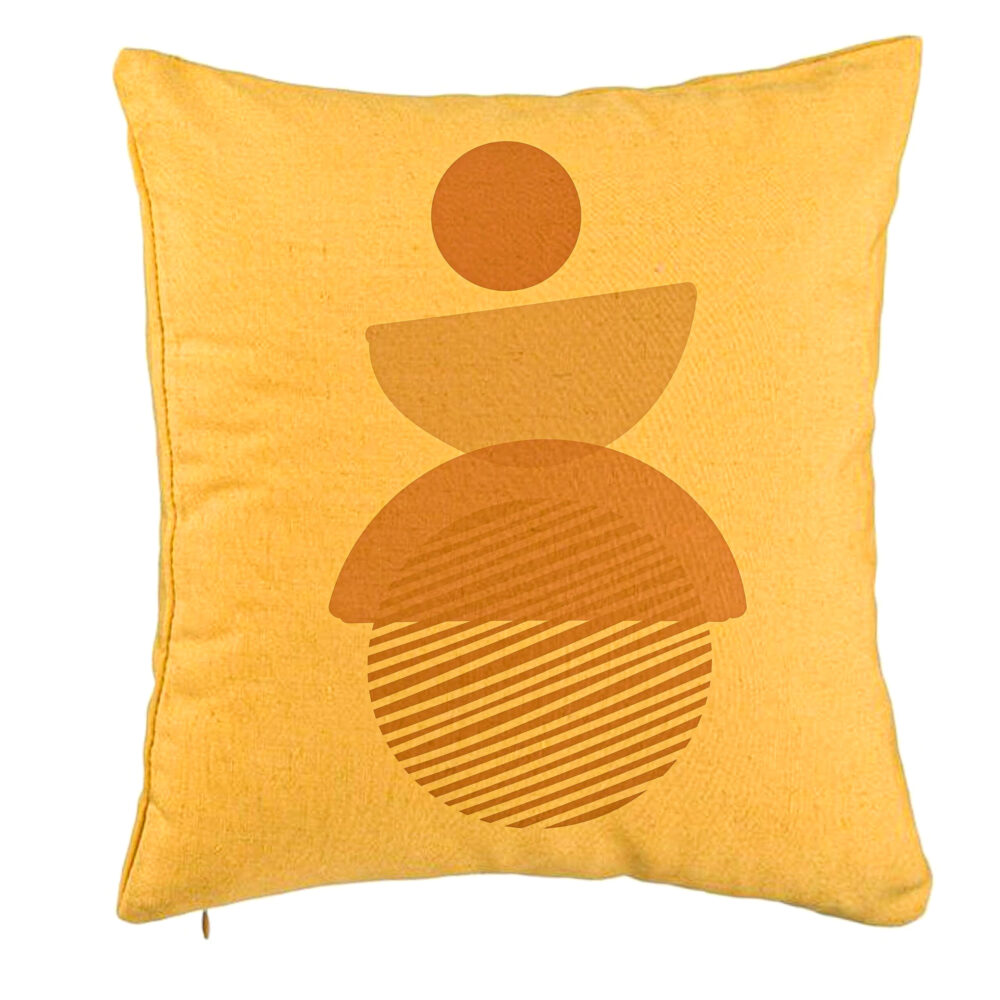 Perna Decorativa, Model cu ModeI Abstract Creativ 1, 40x40 cm, Galben, Husa Detasabila, Burduf 5 Perna Decorativa