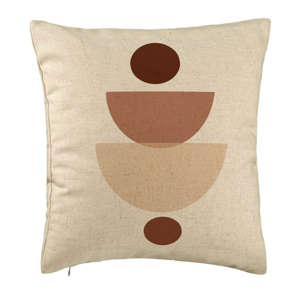 Perna Decorativa, Model cu Model Abstract Creativ 2, 40x40 cm, Bej, Husa Detasabila, Burduf 5 Perna Decorativa