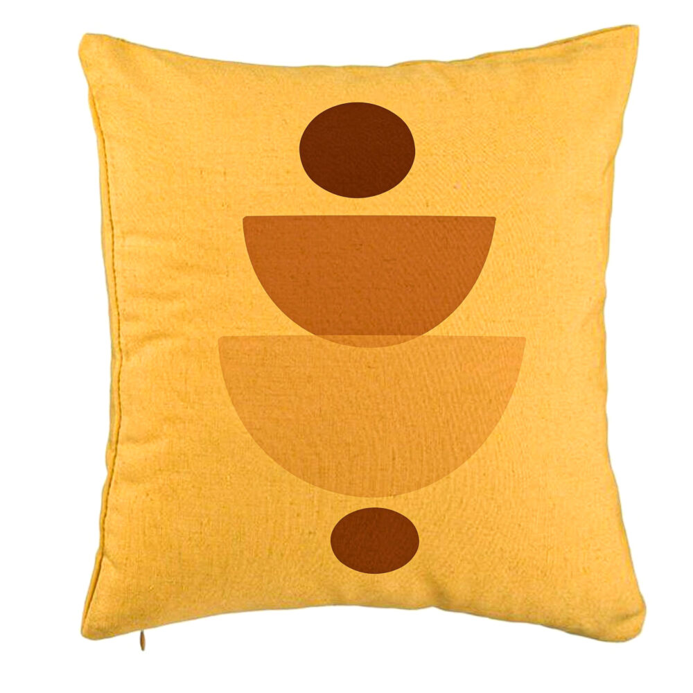 Perna Decorativa, Model cu Model Abstract Creativ 2, 40x40 cm, Galben, Husa Detasabila, Burduf 5 Perna Decorativa