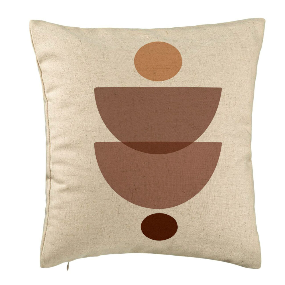 Perna Decorativa, Model cu Model Abstract Creativ 3, 40x40 cm, Bej, Husa Detasabila, Burduf 5 Perna Decorativa