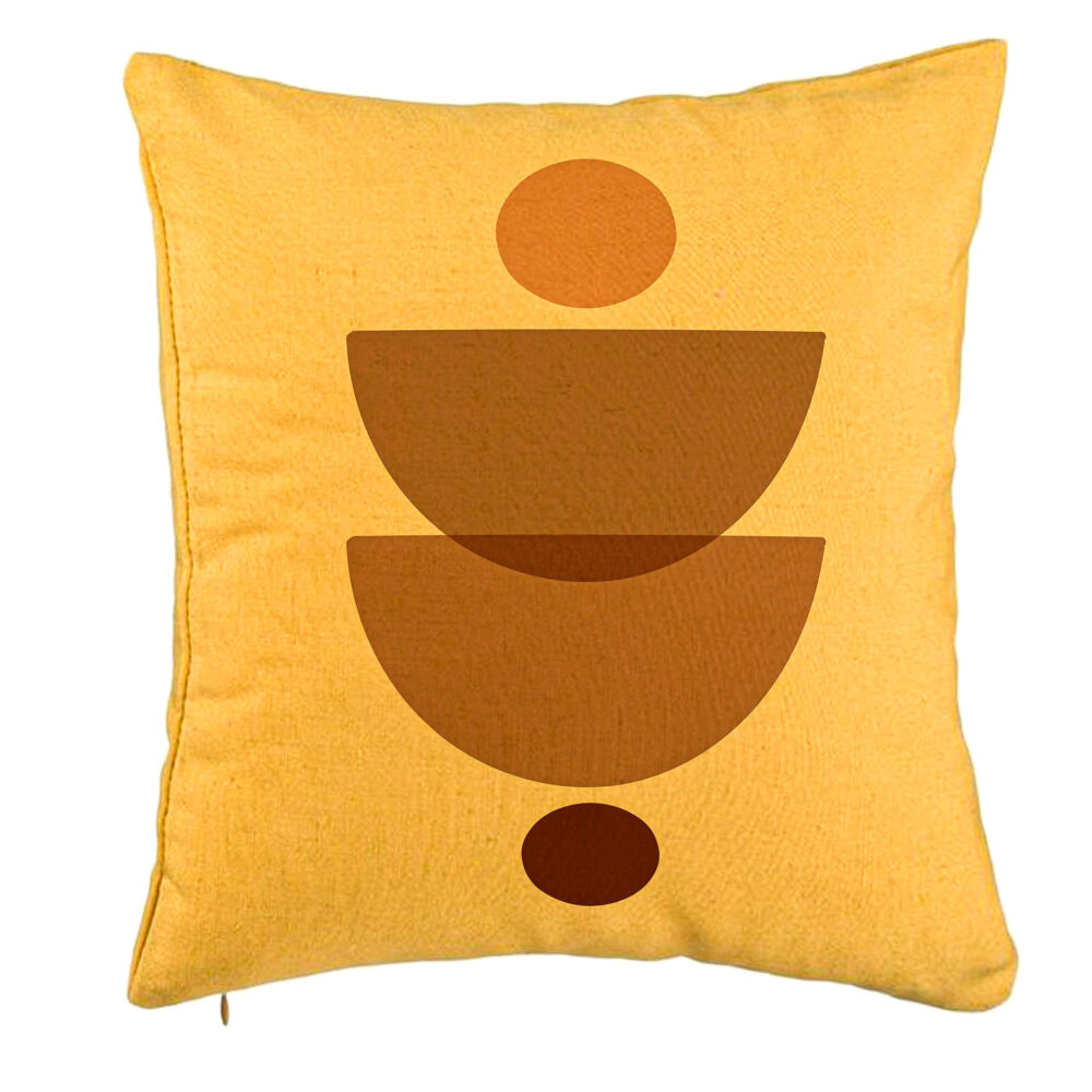 Perna Decorativa, Model cu Model Abstract Creativ 3, 40x40 cm, Galben, Husa Detasabila, Burduf 5 Perna Decorativa