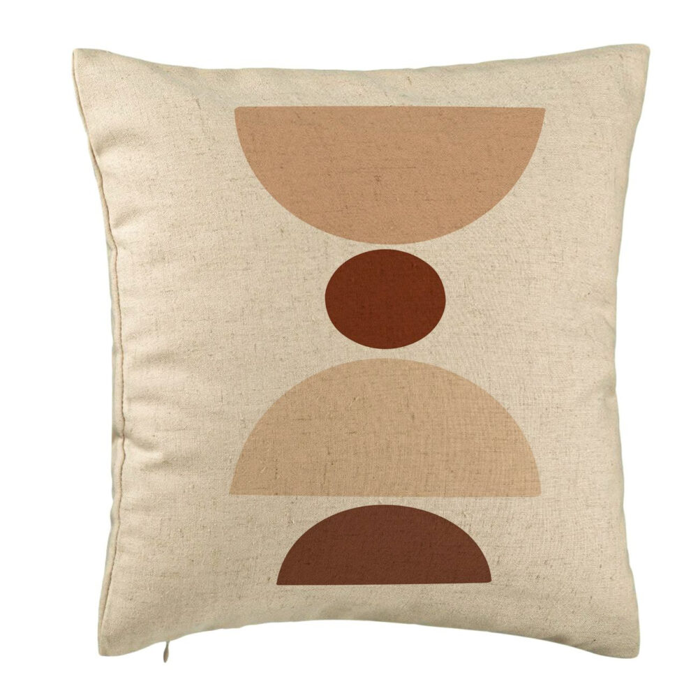 Perna Decorativa, Model cu Model Abstract Creativ 4, 40x40 cm, Bej, Husa Detasabila, Burduf 5 Perna Decorativa