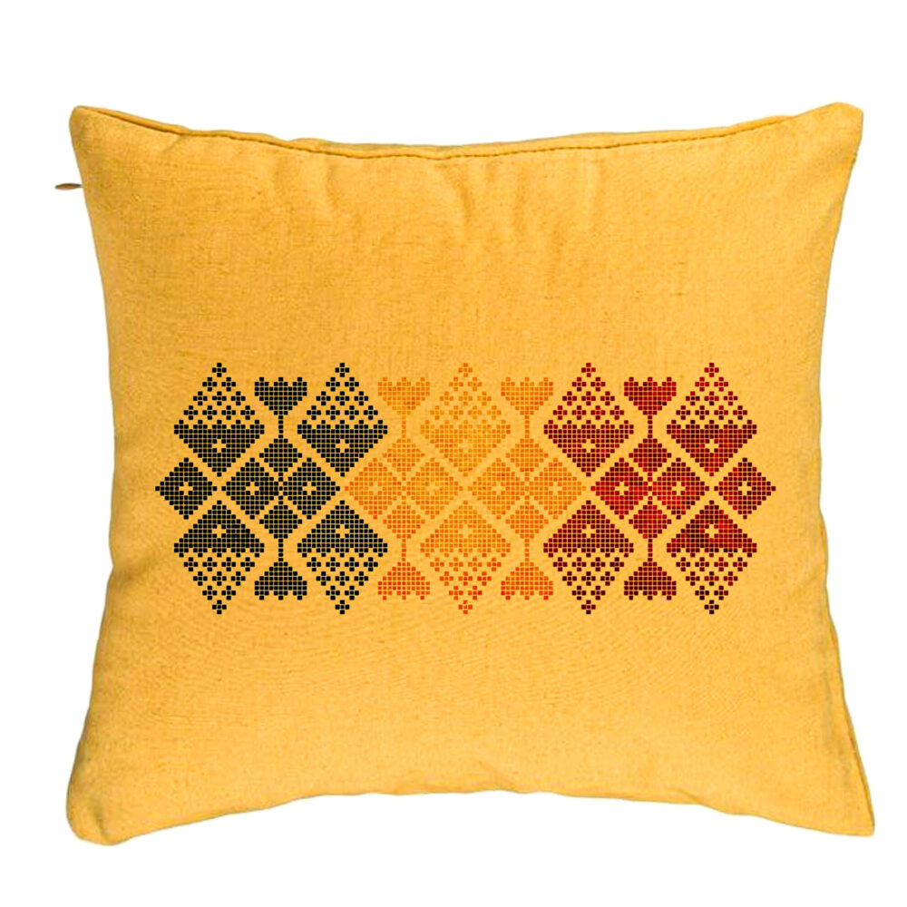 Perna Decorativa, Model cu Motive Locale, 40x40 cm, Galben, Husa Detasabila, Burduf 5 Perna Decorativa