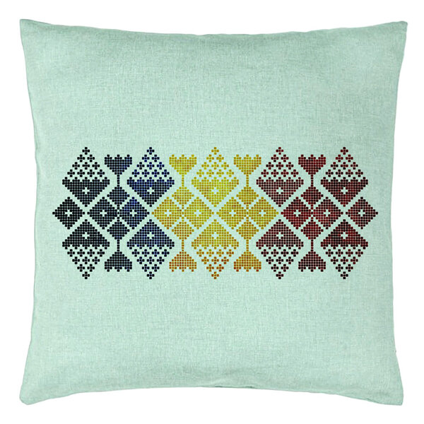 Perna Decorativa, Model cu Motive Locale, 40x40 cm, Verde Menta, Husa Detasabila, Burduf 15 Perna Decorativa