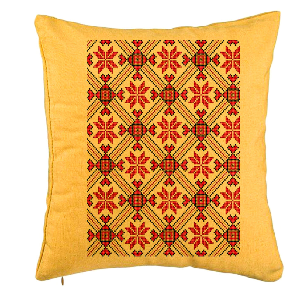 Perna Decorativa, Model cu Motive Romanesti 2, 40x40 cm, Galben, Husa Detasabila, Burduf 5 Perna Decorativa