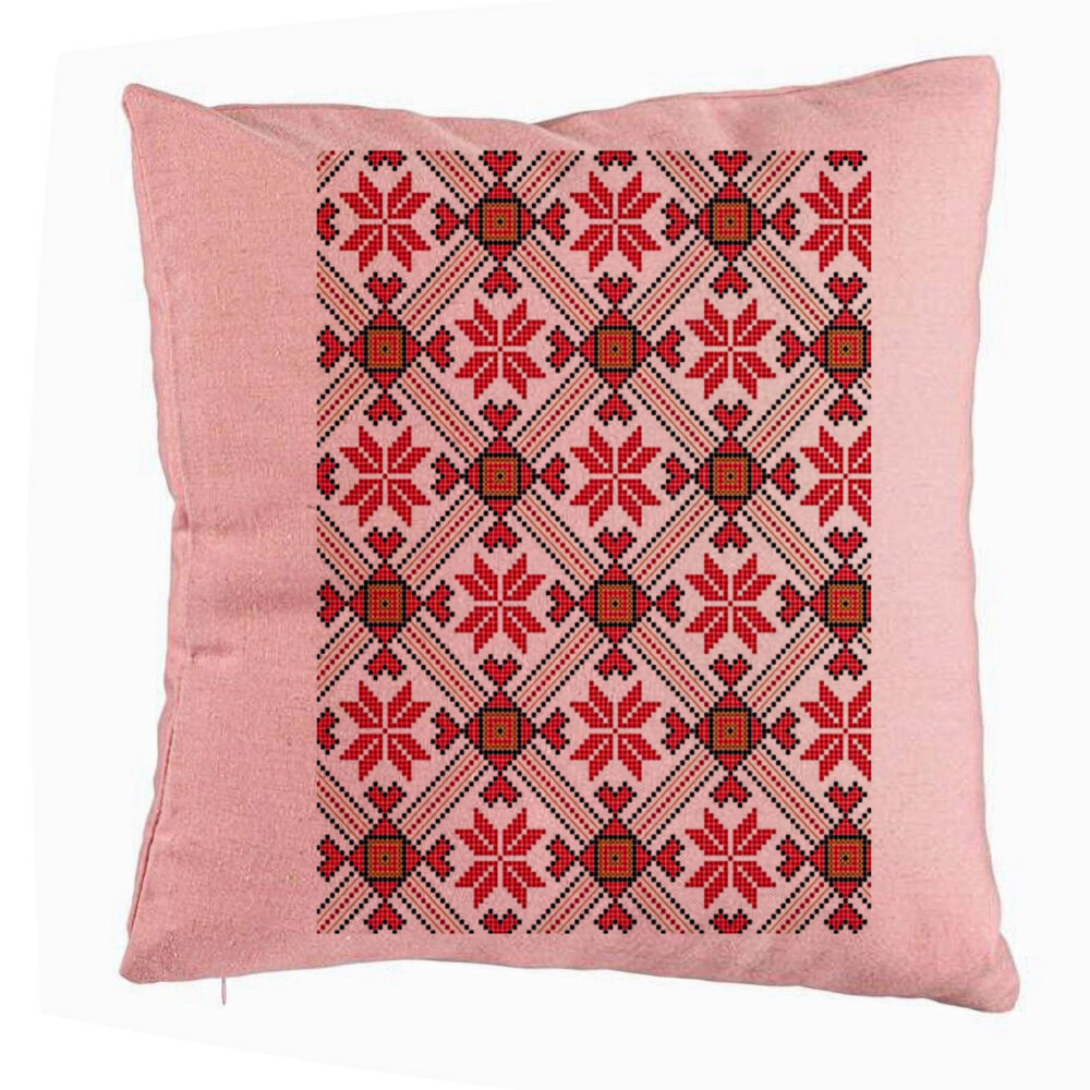 Perna Decorativa, Model cu Motive Romanesti 2, 40x40 cm, Roz, Husa Detasabila, Burduf 5 Perna Decorativa