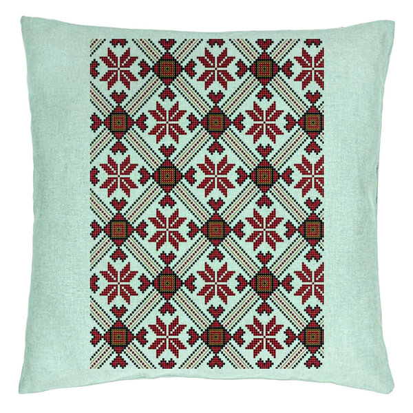 Perna Decorativa, Model cu Motive Romanesti 2, 40x40 cm, Verde Menta, Husa Detasabila, Burduf 15 Perna Decorativa