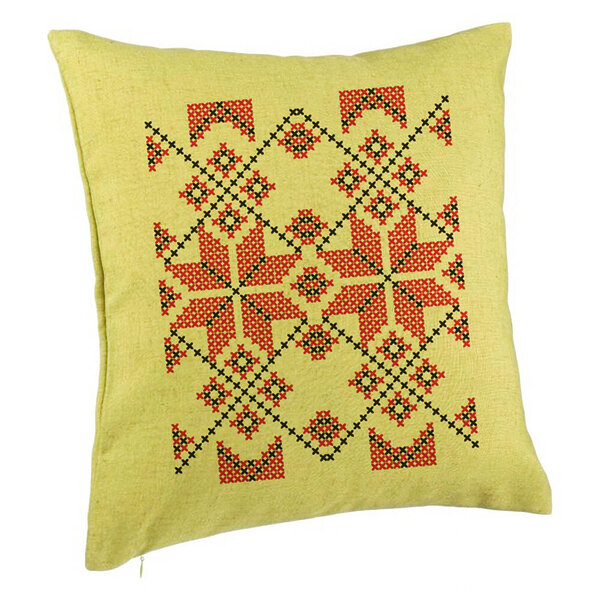 Perna Decorativa, Model cu Motive Romanesti, 40x40 cm, Verde, Husa Detasabila, Burduf 5 Perna Decorativa