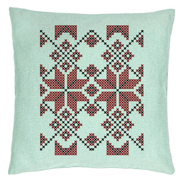 Perna Decorativa, Model cu Motive Romanesti, 40x40 cm, Verde Menta, Husa Detasabila, Burduf 15 Perna Decorativa