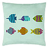 Perna Decorativa, Model cu Pesti Multicolor, 40x40 cm, Verde Menta, Husa Detasabila, Burduf 22 Perna Decorativa