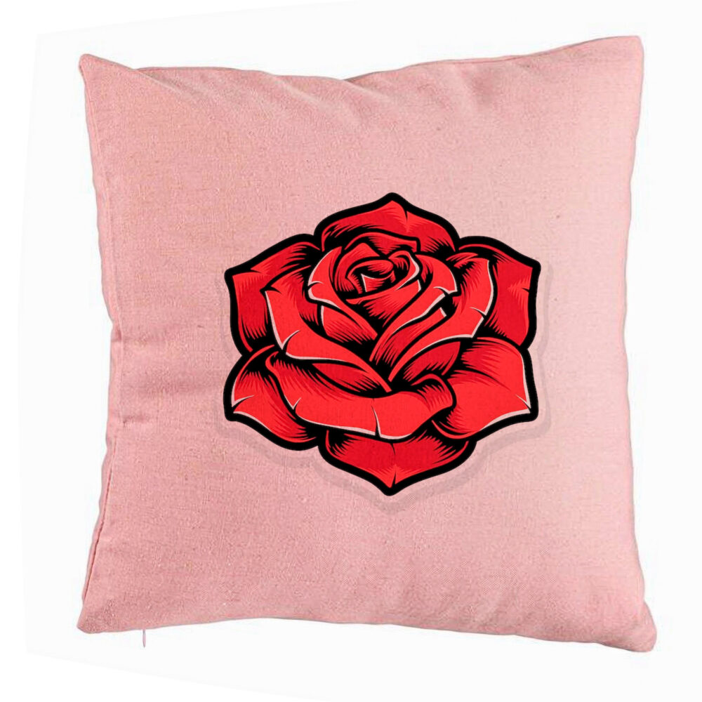 Perna Decorativa, Model cu Trandafir Rosu, 40x40 cm, Roz, Husa Detasabila, Burduf 5 Perna Decorativa