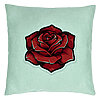 Perna Decorativa, Model cu Trandafir Rosu, 40x40 cm, Verde Menta, Husa Detasabila, Burduf 22 Perna Decorativa