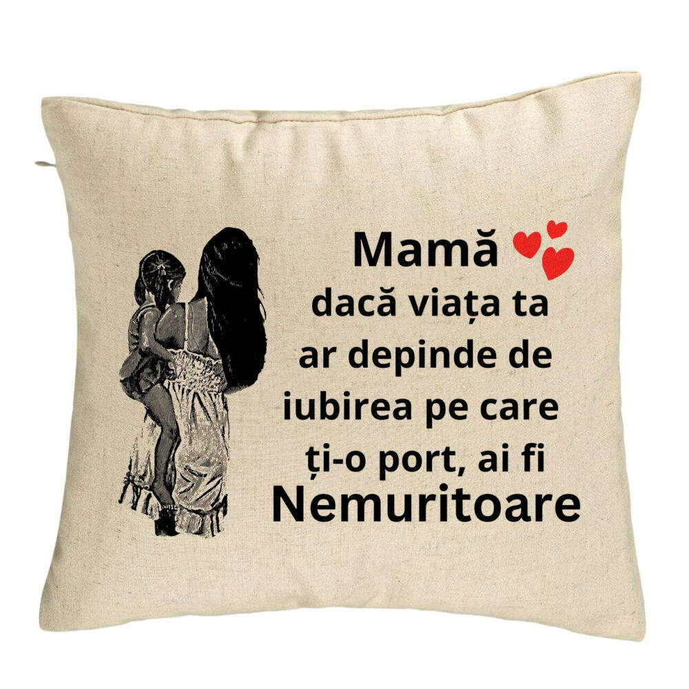 Perna Decorativa, Model pentru Mama 1, 40x40 cm, Bej, Husa Detasabila, Burduf 5 Perna Decorativa