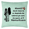 Perna Decorativa, Model pentru Mama 1, 40x40 cm, Verde Menta, Husa Detasabila, Burduf 22 Perna Decorativa