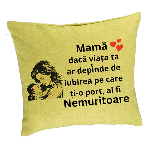 Perna Decorativa, Model pentru Mama 11, 40x40 cm, Verde, Husa Detasabila, Burduf 5 Perna Decorativa