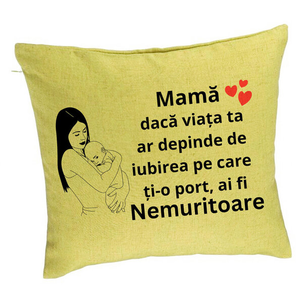 Perna Decorativa, Model pentru Mama 12, 40x40 cm, Verde, Husa Detasabila, Burduf 5 Perna Decorativa