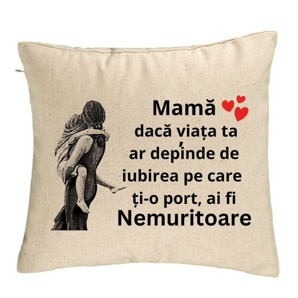 Perna Decorativa, Model pentru Mama 2, 40x40 cm, Bej, Husa Detasabila, Burduf 5 Perna Decorativa