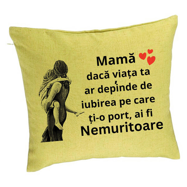 Perna Decorativa, Model pentru Mama 2, 40x40 cm, Verde, Husa Detasabila, Burduf 5 Perna Decorativa