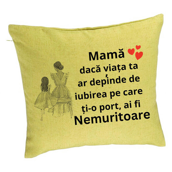 Perna Decorativa, Model pentru Mama 3, 40x40 cm, Verde, Husa Detasabila, Burduf 5 Perna Decorativa