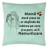 Perna Decorativa, Model pentru Mama 4, 40x40 cm, Verde Menta, Husa Detasabila, Burduf 22 Perna Decorativa