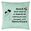 Perna Decorativa, Model pentru Mama 5, 40x40 cm, Verde Menta, Husa Detasabila, Burduf 22 Perna Decorativa
