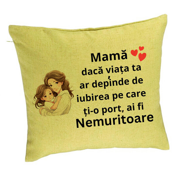 Perna Decorativa, Model pentru Mama 6, 40x40 cm, Verde, Husa Detasabila, Burduf 5 Perna Decorativa