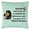 Perna Decorativa, Model pentru Mama 8, 40x40 cm, Verde Menta, Husa Detasabila, Burduf 22 Perna Decorativa