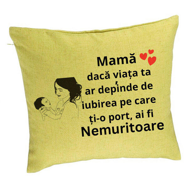 Perna Decorativa, Model pentru Mama 9, 40x40 cm, Verde, Husa Detasabila, Burduf 5 Perna Decorativa