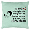 Perna Decorativa, Model pentru Mama 9, 40x40 cm, Verde Menta, Husa Detasabila, Burduf 22 Perna Decorativa