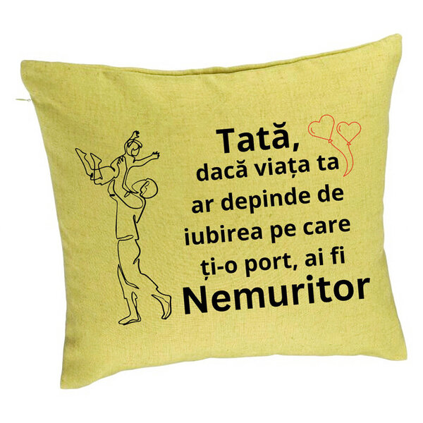 Perna Decorativa, Model pentru Tata 10, 40x40 cm, Verde, Husa Detasabila, Burduf 5 Perna Decorativa