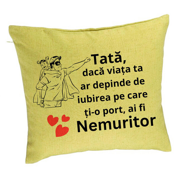 Perna Decorativa, Model pentru Tata 7, 40x40 cm, Verde, Husa Detasabila, Burduf 5 Perna Decorativa