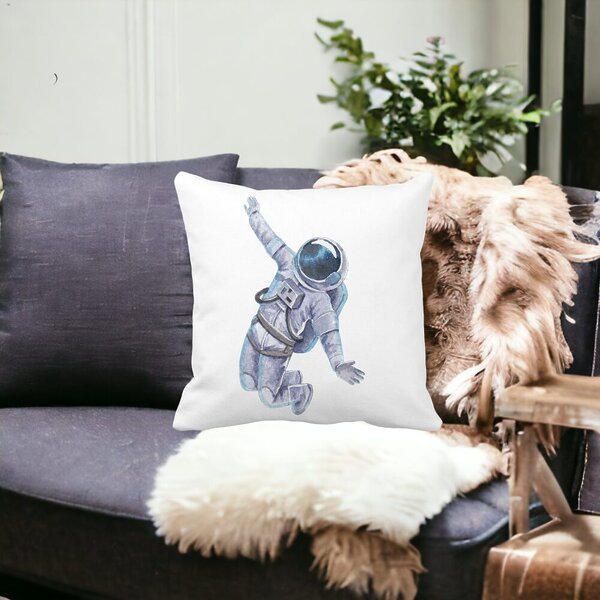 Perna Decorativa, On the Moon, 40x40 cm, Alba, Mata, Husa Detasabila, Burduf 14 On the Moon