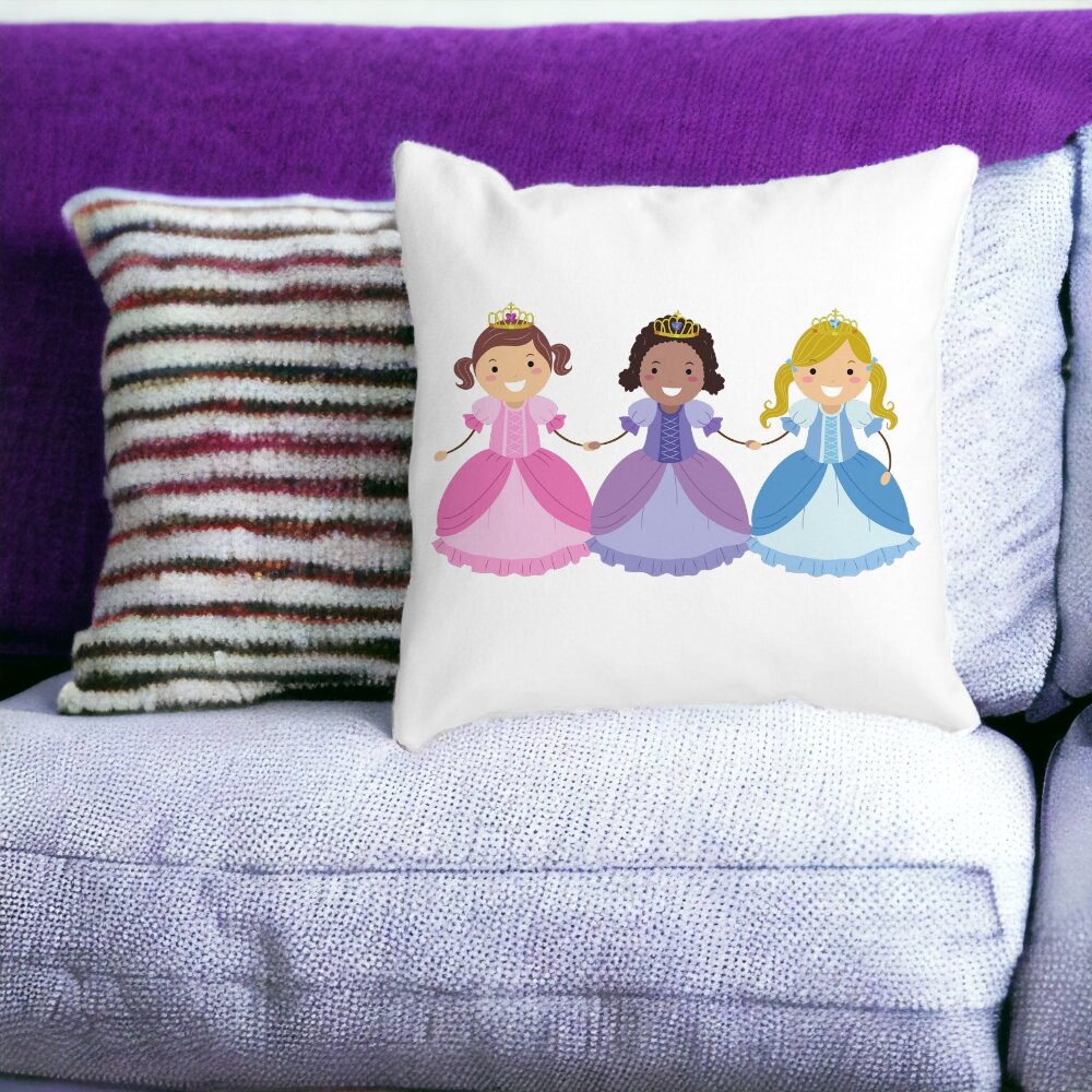 Perna Decorativa Patrata 3 Printese, 40x40 cm, Alba, Mata, Husa Detasabila, Burduf 13 Alba