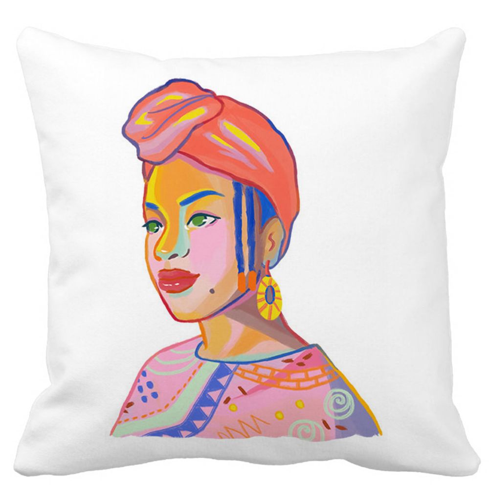 Perna Decorativa Patrata African Style, 40x40 cm, Alba, Mata, Husa Detasabila, Burduf 11 Perna Decorativa Patrata African Style
