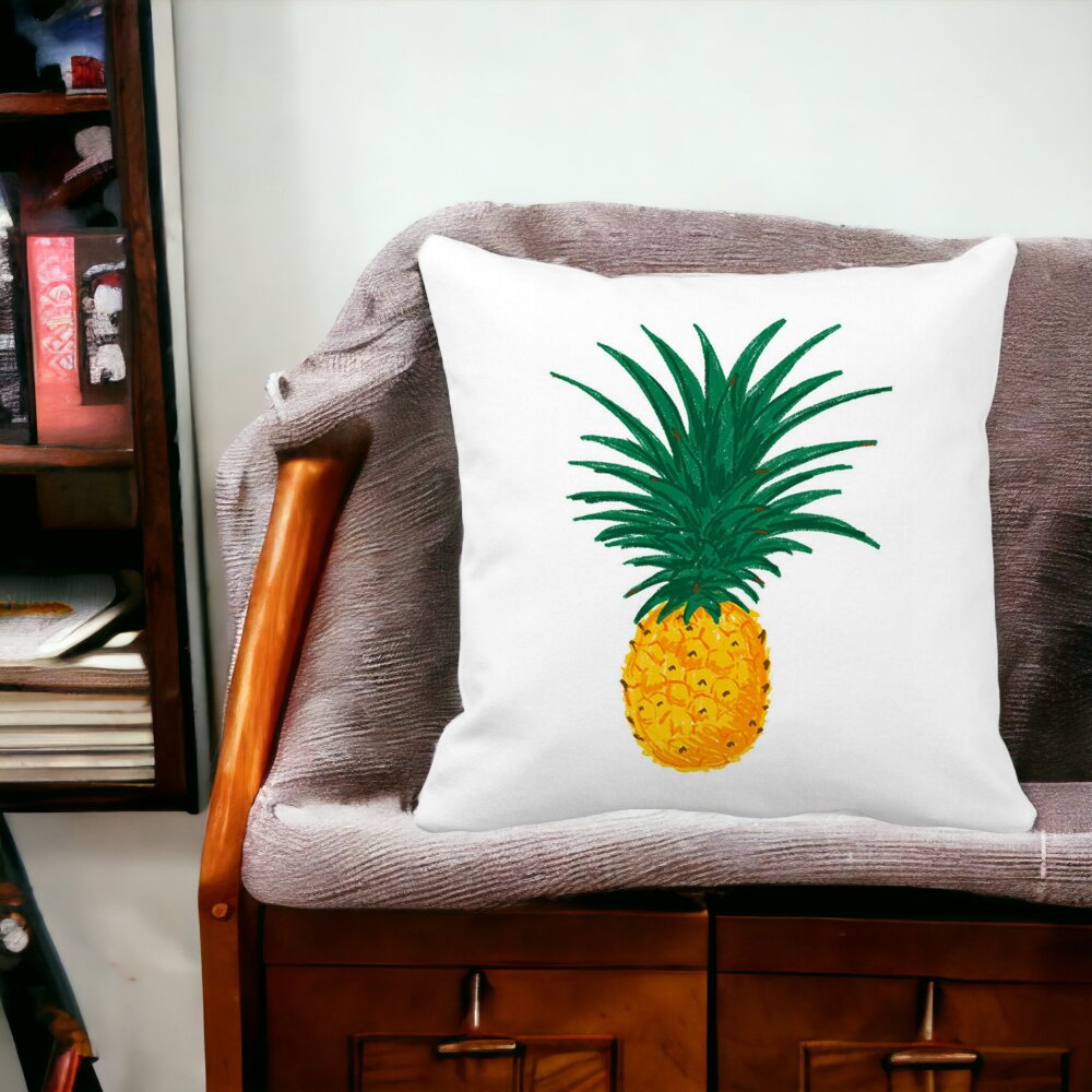 Perna Decorativa Patrata Ananas, 40x40 cm, Alba, Mata, Husa Detasabila, Burduf 12 40x40 cm