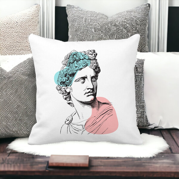 Perna Decorativa Patrata Apollo Belvedere, 40x40 cm, Alba, Mata, Husa Detasabila, Burduf 12 40x40 cm