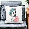 Perna Decorativa Patrata Apollo Belvedere, 40x40 cm, Alba, Mata, Husa Detasabila, Burduf 19 Mata