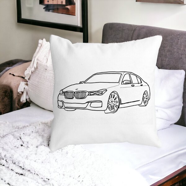 Perna Decorativa Patrata BMW Lover, 40x40 cm, Alba, Mata, Husa Detasabila, Burduf 13 Alba