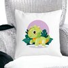 Perna Decorativa Patrata Baby Dinozaur Verde cu Peisaj, 40x40 cm, Alba, Mata, Husa Detasabila, Burduf 17 40x40 cm