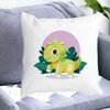 Perna Decorativa Patrata Baby Dinozaur Verde cu Peisaj, 40x40 cm, Alba, Mata, Husa Detasabila, Burduf 18 Alba
