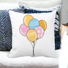 Perna Decorativa Patrata Baloane Multicolor, 40x40 cm, Alba, Mata, Husa Detasabila, Burduf 19 Mata
