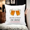 Perna Decorativa Patrata Bautor Autorizat de Bere, 40x40 cm, Alba, Mata, Husa Detasabila, Burduf 17 40x40 cm