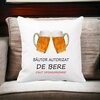 Perna Decorativa Patrata Bautor Autorizat de Bere, 40x40 cm, Alba, Mata, Husa Detasabila, Burduf 20 Husa Detasabila