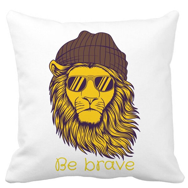 Perna Decorativa Patrata Be Brave, 40x40 cm, Alba, Mata, Husa Detasabila, Burduf 11 Perna Decorativa Patrata Be Brave