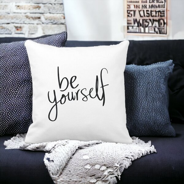 Perna Decorativa Patrata Be Yourself, 40x40 cm, Alba, Mata, Husa Detasabila, Burduf 12 40x40 cm