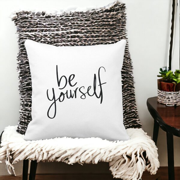 Perna Decorativa Patrata Be Yourself, 40x40 cm, Alba, Mata, Husa Detasabila, Burduf 13 Alba