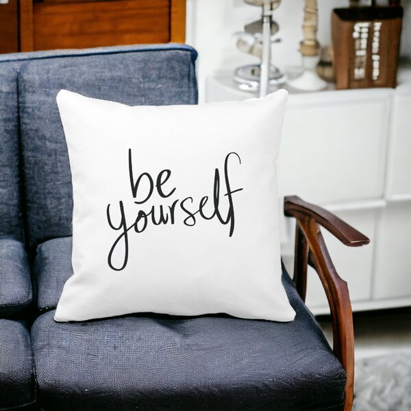 Perna Decorativa Patrata Be Yourself, 40x40 cm, Alba, Mata, Husa Detasabila, Burduf 15 Husa Detasabila