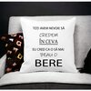 Perna Decorativa Patrata Beau o Bere, 40x40 cm, Alba, Mata, Husa Detasabila, Burduf 19 Mata