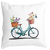 Perna Decorativa Patrata Bicicleta Floarala, 40x40 cm, Alba, Mata, Husa Detasabila, Burduf 19 Perna Decorativa Patrata Bicicleta Floarala